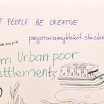 Ecological slogans on the walls written by the participants of the World Urban Forum.
