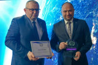 Krzysztof Klimosz, Członek Zarządu Województwa Śląskiego odbierający nagrodę Lidera Transformacji Energetycznej.