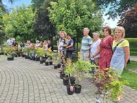 Winners of the competition with the eco-manager and young maple seedlings.