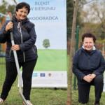 Participants on the walk planting trees.