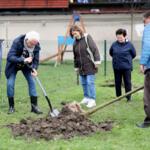Participants on the walk planting trees.