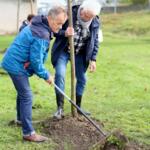 Participants on the walk planting trees.