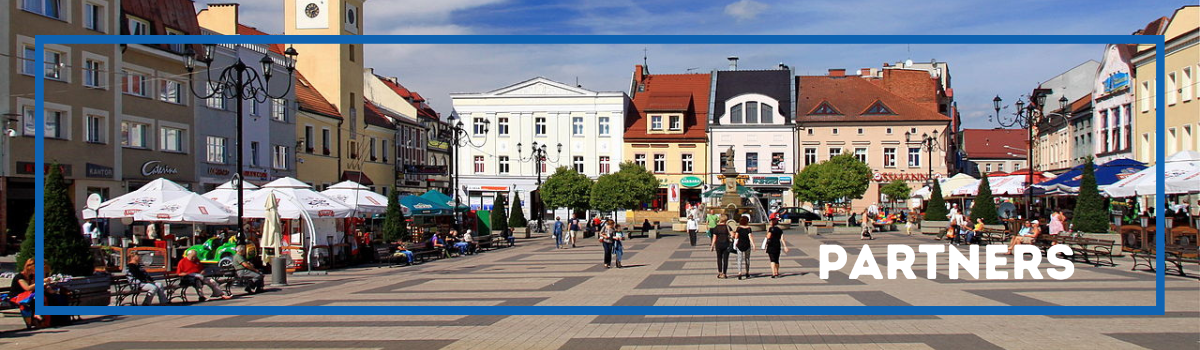 Photo of the market square in Rybnik with the inscription Partners